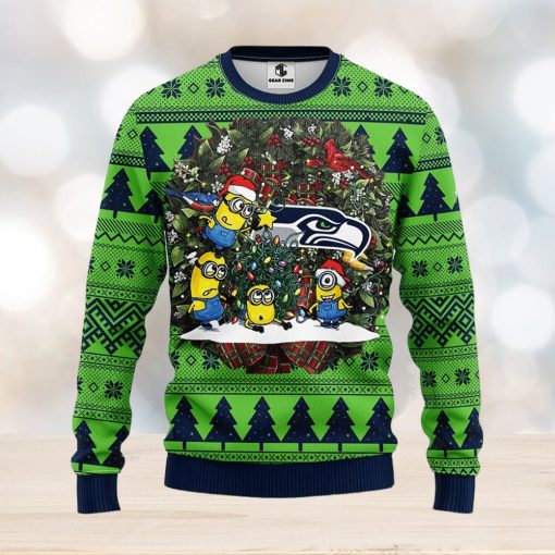 Seattle Seahawks Minion Christmas Ugly Sweater