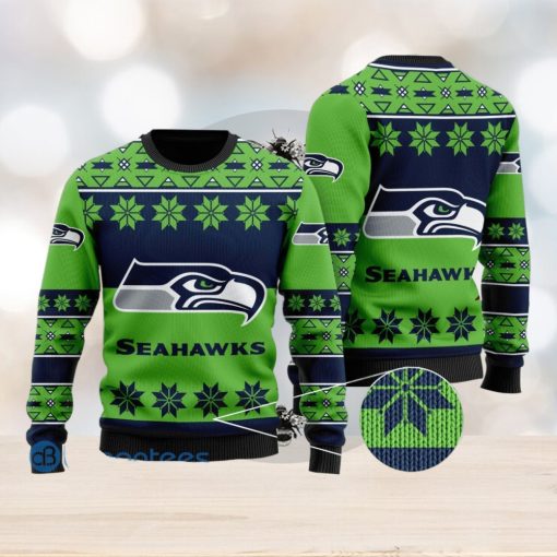 Seattle Seahawks Snowflakes Pattern Ugly Christmas Sweater Christmas Gift