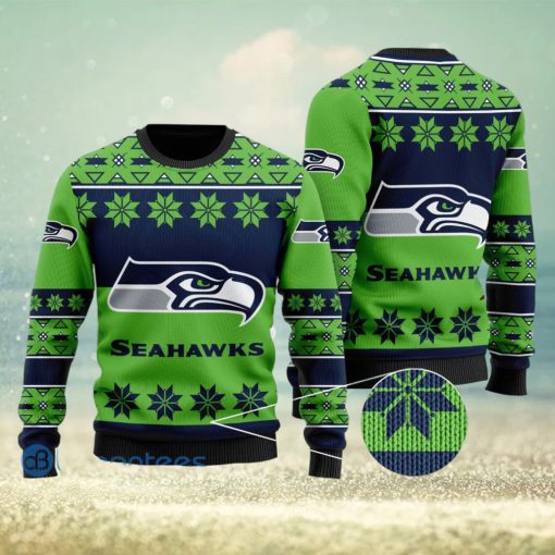 Seattle Seahawks Snowflakes Pattern Ugly Christmas Sweater Christmas Gift