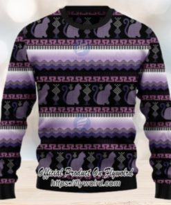 Silhouette Cats Purple Xmas Ugly Christmas Sweater