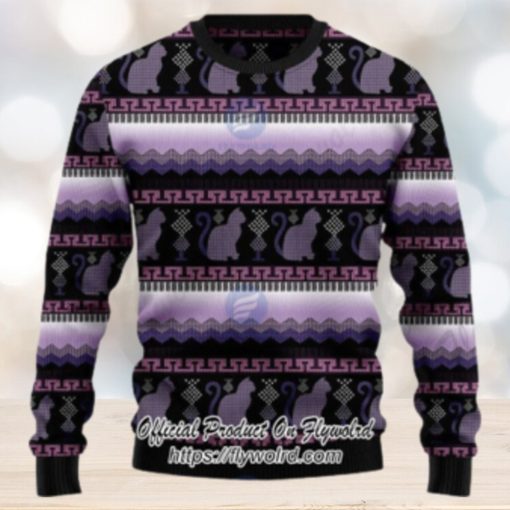 Silhouette Cats Purple Xmas Ugly Christmas Sweater