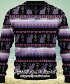 Silhouette Cats Purple Xmas Ugly Christmas Sweater