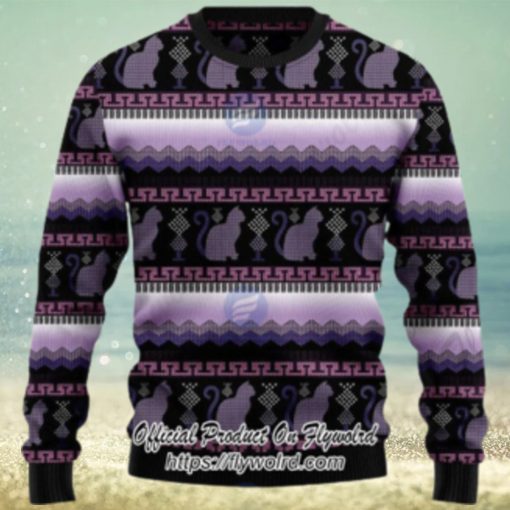 Silhouette Cats Purple Xmas Ugly Christmas Sweater