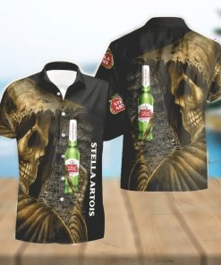 Skull Stella Artois Death Hawaiian Shirt And Shorts Halloween Gift Summer Gift