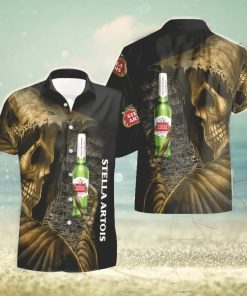 Skull Stella Artois Death Hawaiian Shirt And Shorts Halloween Gift Summer Gift