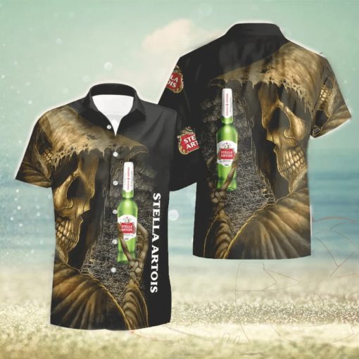 Skull Stella Artois Death Hawaiian Shirt And Shorts Halloween Gift Summer Gift