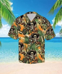 Skull Tropical Leaves Pattern Hawaiian Shirt Funny Skull Beach Party Tropical Aloha hawaiian shirt