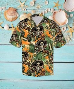 Skull Tropical Leaves Pattern Hawaiian Shirt Funny Skull Beach Party Tropical Aloha hawaiian shirt