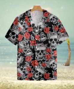 Skull With Crown And Red Rosetropical Hawaiian Shirt For Men And Women