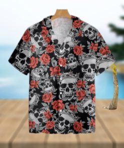 Skull With Crown And Red Rosetropical Hawaiian Shirt For Men And Women