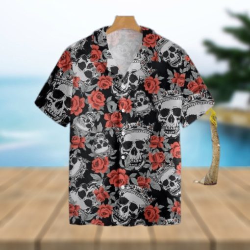 Skull With Crown And Red Rosetropical Hawaiian Shirt For Men And Women