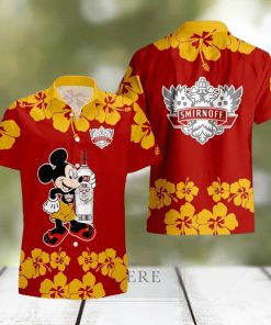 Smirnoff Vodka Mickey Mouse Hibicus Flower Gift Hawaiian Set Shirt