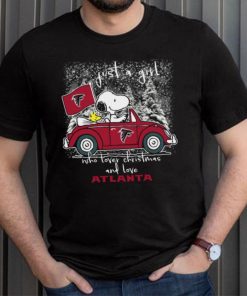 Snoopy And Woodstock Just A Girl Who Lover Christmas And Love Atlanta Falcons Shirt