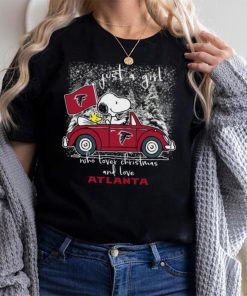 Snoopy And Woodstock Just A Girl Who Lover Christmas And Love Atlanta Falcons Shirt