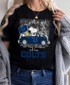 Snoopy And Woodstock Just A Girl Who Lover Christmas And Love Indianapolis Colts Shirt