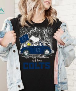 Snoopy And Woodstock Just A Girl Who Lover Christmas And Love Indianapolis Colts Shirt