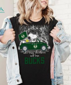 Snoopy And Woodstock Just A Girl Who Lover Christmas And Love Milwaukee Bucks Shirt