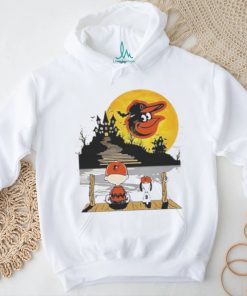 Snoopy Charlie Brown Sit Under Moon Baltimore Orioles Halloween Shirt