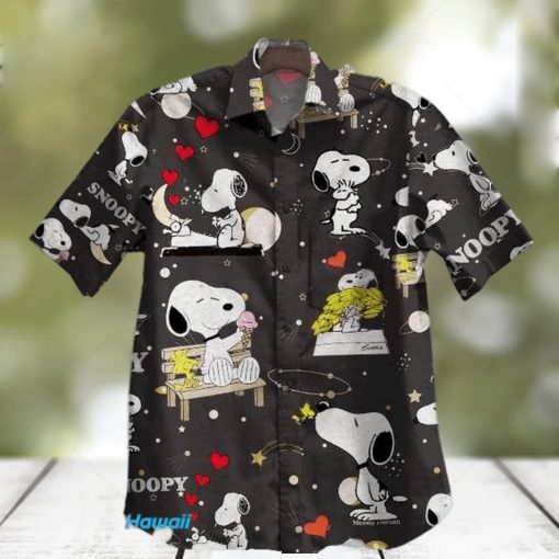 Snoopy For Man And Woman Print Short Sleeve Hawaiian Shirt