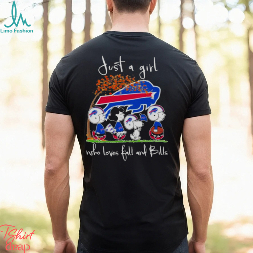 Snoopy Peanuts Just A Girl Who Loves Fall And Buffalo Bills Shirt