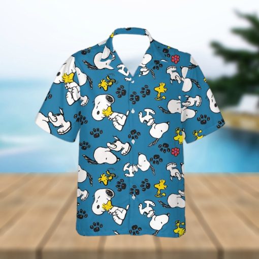 Snoopy With Woodstock And Paw Cartoon Peanuts For Men And Women Graphic Print Short Sleeve Hawaiian Casual Shirt