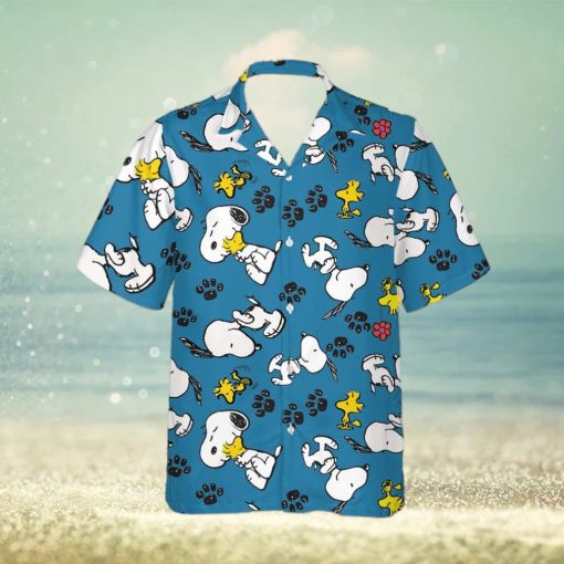 Snoopy With Woodstock And Paw Cartoon Peanuts For Men And Women Graphic Print Short Sleeve Hawaiian Casual Shirt