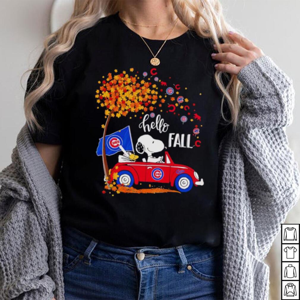 Hello Fall Snoopy driving Chicago Cubs shirt - Kingteeshop