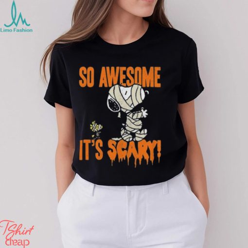 So Awesome It’s Scary Snoopy Woodstock Halloween Shirt, Snoopy Woodstock Mummy Halloween T Shirt