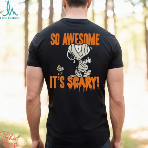 So Awesome It’s Scary Snoopy Woodstock Halloween Shirt, Snoopy Woodstock Mummy Halloween T Shirt