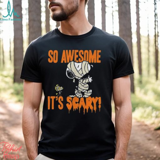 So Awesome It’s Scary Snoopy Woodstock Halloween Shirt, Snoopy Woodstock Mummy Halloween T Shirt