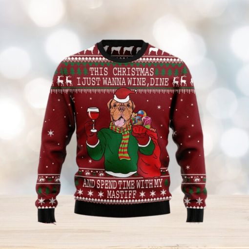 Spend Time With My Mastiff Snowflake Ugly Christmas Sweater