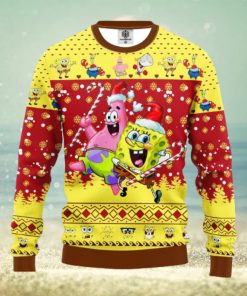 Spongebob Squarepants Merry Xmas Gift Santa Spongebob And Patrick Star AOP Print Christmas Ugly Sweater For Men Women