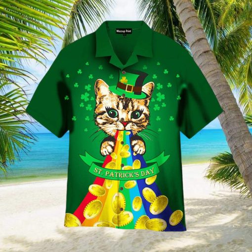 St  Patrick’s Day Cute Cat Hawaiian Shirt Gift For Men Women