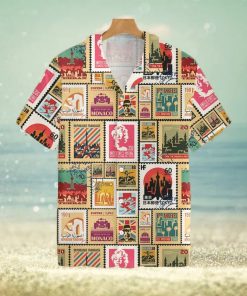 Stamps Cities World Vintage Travel Tropical Hawaiian Shirt For Men And Women