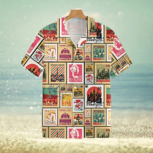 Stamps Cities World Vintage Travel Tropical Hawaiian Shirt For Men And Women