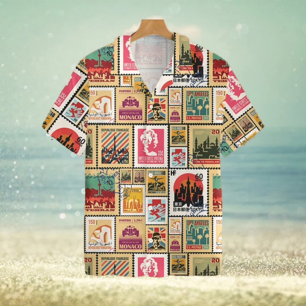 Stamps Cities World Vintage Travel Tropical Hawaiian Shirt For Men And Women  - Limotees