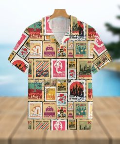 Stamps Cities World Vintage Travel Tropical Hawaiian Shirt For Men And Women