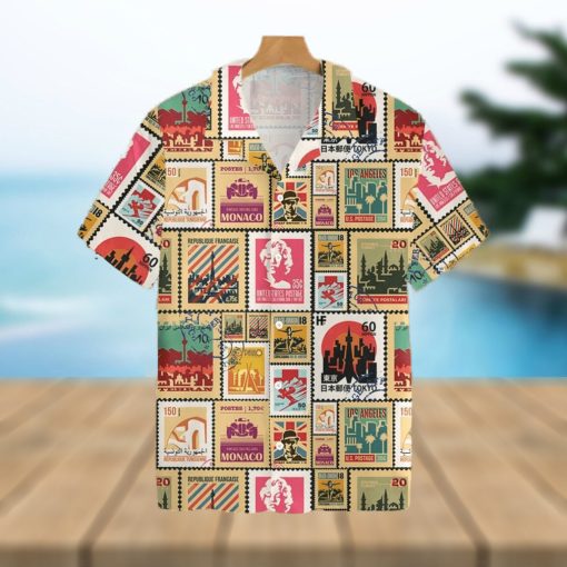 Stamps Cities World Vintage Travel Tropical Hawaiian Shirt For Men And Women