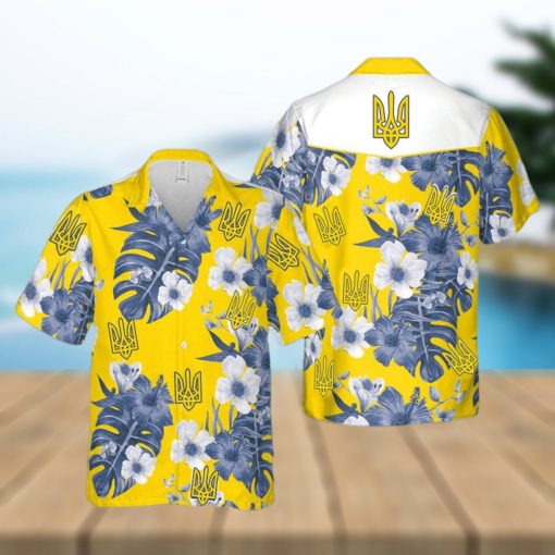 Stand With Ukraine Ukrainian Symbol Support Ukraine Yellow Hawaiian Shirt