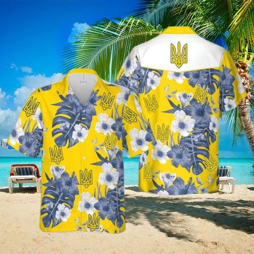 Stand With Ukraine Ukrainian Symbol Support Ukraine Yellow Hawaiian Shirt