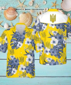 Stand With Ukraine Ukrainian Symbol Support Ukraine Yellow Hawaiian Shirt