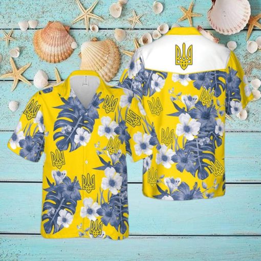 Stand With Ukraine Ukrainian Symbol Support Ukraine Yellow Hawaiian Shirt