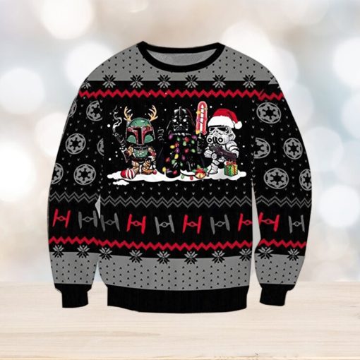 Star War Darkside Ugly Knitted Whiskey Christmas 3D Sweater For Men And Women