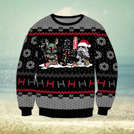 Star War Darkside Ugly Knitted Whiskey Christmas 3D Sweater For Men And Women