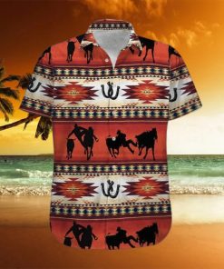 Steer Wrestling Red Pattern Unisex Hawaiian Shirts