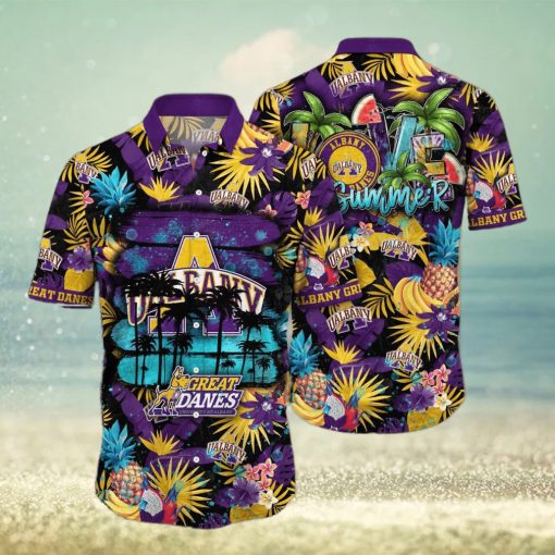 Summer Aloha NCAA Albany Great Danes Hawaiian Shirt Tropical Fruit Pattern