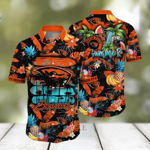 Summer Aloha NCAA Oregon State Beavers Hawaiian Shirt Tropical Fruit Pattern