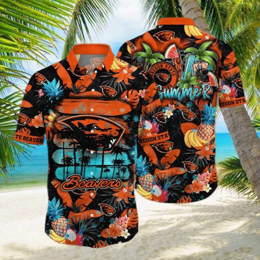 Summer Aloha NCAA Oregon State Beavers Hawaiian Shirt Tropical Fruit Pattern