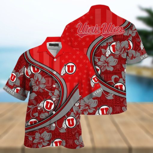 Summer Aloha NCAA Utah Utes Hawaiian Shirt US Flag Custom Name Best Beach Gift