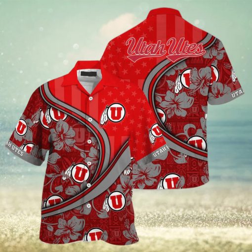 Summer Aloha NCAA Utah Utes Hawaiian Shirt US Flag Custom Name Best Beach Gift